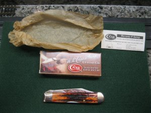 Case Knife XX USA  6111-1/2L Cheetah  2011 Chestnut Bone Cheetah Swing Guard  Knife