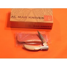 Al Mar Key Chain Knife MDL# 1001WM w White Micarta Handles- 2 & 1/4" Closed -Blade Etch +Pouch & Box Al Mar Key Chain Knife MDL# 1001WM w White Micarta Handles- 2 & 1/4" Closed -Blade Etch +Pouch & Box