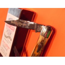 Schatt & Morgan Whittler Pocket Knife w/ Great Stag Handles & Blade Etch -1 of 100 -NOS & NM w/ Box Schatt & Morgan Whittler Pocket Knife w/ Great Stag Handles & Blade Etch -1 of 100 -NOS & NM w/ Box