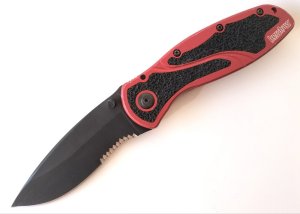 Kershaw Blur Model #1670RDBLKST Assisted Opening Pocket Knife Red 3.375" Black Serrated  