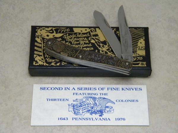 SW CUT USA (Schrade) TC-2 Limited Edition Thirteen Colonies "Pennsylvania 1643" Trapper Knife in Box SW CUT USA (Schrade) TC-2 Limited Edition Thirteen Colonies "Pennsylvania 1643" Trapper Knife in Box