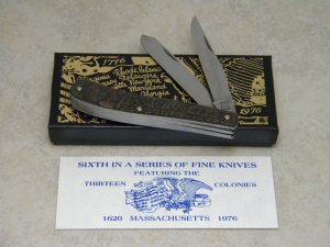 SW CUT USA (Schrade) TC-6 Limited Edition 13 Colonies "Massachusetts 1620" Trapper Knife in Box