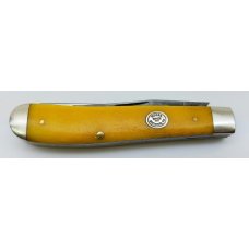Mooremaker 2012 Two Blade Yellow Bone Handle Trapper Folding Pocket Knife USA MADE