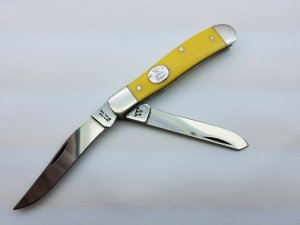 Moore Maker 3200B Yellow Delrin Handles Traditional High Carbon Blades Trapper Made In USA  
