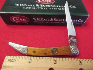 Case XX Tiny Texas Toothpick Teak wood Anchor Shield  Pattern # 710096 SS 