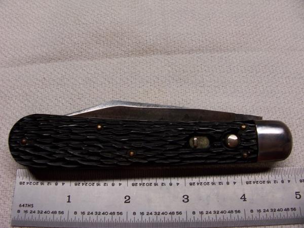 SCHRADE WALDEN AUTOMATIC/SWITCHBLADE- IMITATION JIGGED BONE HANDLES c. 1946-50's