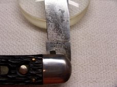 SCHRADE WALDEN AUTOMATIC/SWITCHBLADE- IMITATION JIGGED BONE HANDLES c. 1946-50's