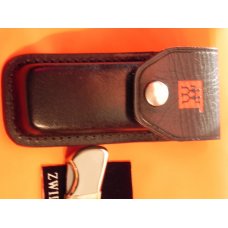 J A Henckels Lg 5" Folding Hunter (HK19-S) with Great Stag Handles & Gold Scroll Blade Etch +Sheath