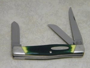 Remington USA Saw Cut Green Delrin 9507 Large Stockman Knife