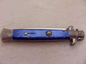 FLS ROSTFREI PICKLOCK  AUTOMATIC/SWITCHBLADE - PURPLE SWIRL  HANDLES c. 1970'S ?