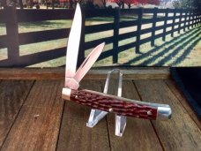 Case XX Pre 1970 Model 6244 ,Brown Jigged Bone w/ Nickle Silver Bolsters, Liners and Pins, Mint. 