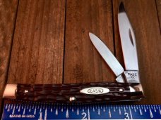 Case XX Pre 1970 Model 6244 ,Brown Jigged Bone w/ Nickle Silver Bolsters, Liners and Pins, Mint. 