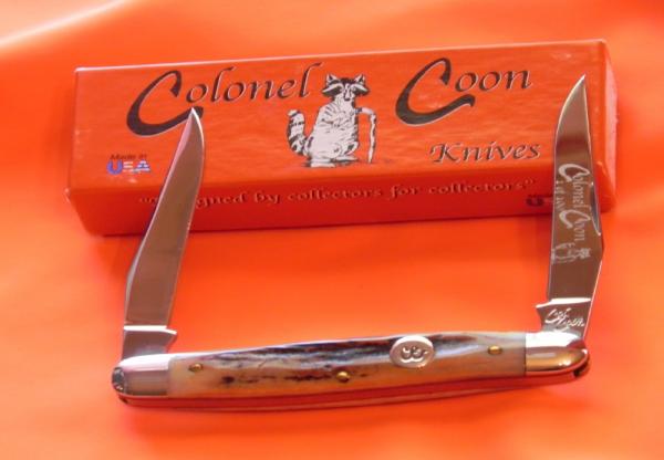 USA Colonel Coon 2 Blade Muskrat Pocket Knife w/ Great Stag Handles -NOS w/ Orig Box - One of 100 USA Colonel Coon 2 Blade Muskrat Pocket Knife w/ Great Stag Handles -NOS w/ Orig Box - One of 100