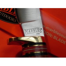 Marbles USA Hunting Knife, WoodCraft Model w/ WineWood Handles & Stag Pomel -NOS w Sheath & Orig Box