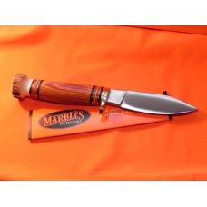 Marbles USA Hunting Knife, WoodCraft Model w/ WineWood Handles & Stag Pomel -NOS w Sheath & Orig Box