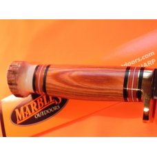 Marbles USA Hunting Knife, WoodCraft Model w/ WineWood Handles & Stag Pomel -NOS w Sheath & Orig Box