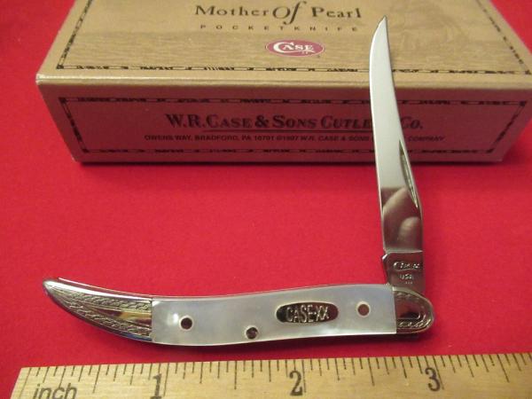 Case XX Pearl Tiny Texas Toothpick Scrolled Pattern # 810096 SS Case XX Pearl Tiny Texas Toothpick Scrolled Pattern # 810096 SS