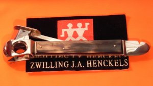 Vintage J A Henckels Cigar Cutter / Cigar Box Tool with Buffalo Horn? Handles - NM -  RARE ONE