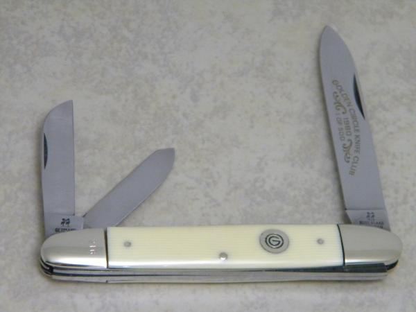 Kissing Crane Germany Imitation Ivory Anglo Saxon Whittler Knife - 1980 Golden Circle Knife Club Kissing Crane Germany Imitation Ivory Anglo Saxon Whittler Knife - 1980 Golden Circle Knife Club