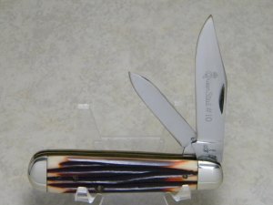 Queen Steel #10 Imitation Winterbottom Bone Burnt Orange  Jack Knife c.1950's