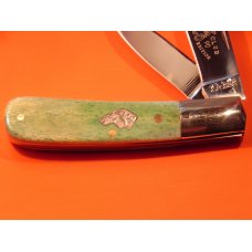 Vintage Ka-Bar Lo Club 2 Blade Dog Head Barlow Pocket Knife w/ Great Green Bone Handles - NOS & NM Vintage Ka-Bar Lo Club 2 Blade Dog Head Barlow Pocket Knife w/ Great Green Bone Handles - NOS & NM