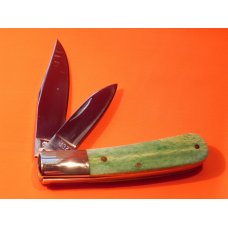 Vintage Ka-Bar Lo Club 2 Blade Dog Head Barlow Pocket Knife w/ Great Green Bone Handles - NOS & NM Vintage Ka-Bar Lo Club 2 Blade Dog Head Barlow Pocket Knife w/ Great Green Bone Handles - NOS & NM