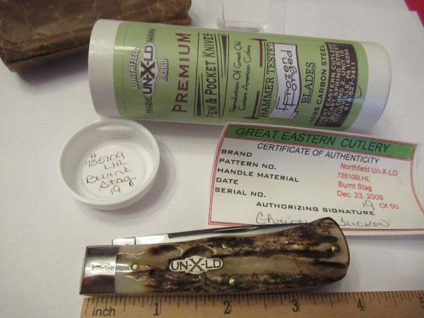Great Eastern Northfield UN-X-LD Burnt Stag Lefty Rare Pattern # 735109 LHL Great Eastern Northfield UN-X-LD Burnt Stag Lefty Rare Pattern # 735109 LHL