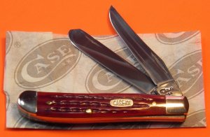 1997 Case xx 2 Blade 3 & 1/2" Trapper Knife –MDL# 6207 SS with Pocket Worn Red Bone Handles - NOS