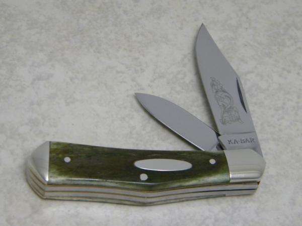 Ka-Bar Union HMP89 Smooth Green Bone Humpback Jack Knife c.1989 Ka-Bar Union HMP89 Smooth Green Bone Humpback Jack Knife c.1989