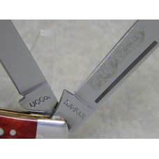 Ka-Bar UCCo. (Union Cutlery Co.) OH089 Smooth Red Bone One Arm Razor Mini Trapper Knife c.1989 Ka-Bar UCCo. (Union Cutlery Co.) OH089 Smooth Red Bone One Arm Razor Mini Trapper Knife c.1989