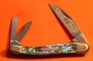 Vintage (HAND MADE) Bulldog Brand "Viking" 3 Blade Whittler with Fantastic Abalone Handles -NOS