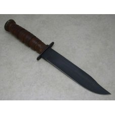 Camillus NY USA USMC Stacked Leather Fixed Blade Fighting Knife & Leather Sheath Camillus NY USA USMC Stacked Leather Fixed Blade Fighting Knife & Leather Sheath