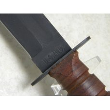 Camillus NY USA USMC Stacked Leather Fixed Blade Fighting Knife & Leather Sheath