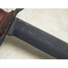 Camillus USA US M3 Stacked Leather Fixed Blade Fighting Knife & Leather Sheath Camillus USA US M3 Stacked Leather Fixed Blade Fighting Knife & Leather Sheath