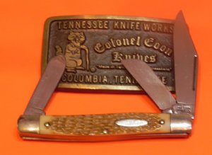 Vintage Colonel Coon 3 Blade Stockman Pocket Knife with Derlin Handles -NOS -Factory Edges on Blades