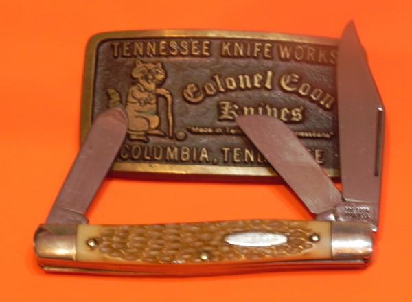 Vintage Colonel Coon 3 Blade Stockman Pocket Knife with Derlin Handles -NOS -Factory Edges on Blades Vintage Colonel Coon 3 Blade Stockman Pocket Knife with Derlin Handles -NOS -Factory Edges on Blades