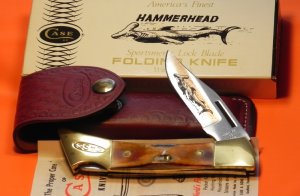 Vintage 1981 Case xx Hammerhead Shark Folding Hunter Knife w Sheath & Orig Box -5159 LSSP -NOS &NM/M