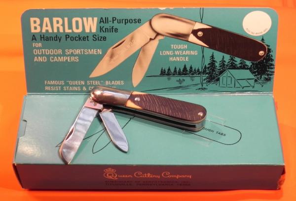 Vintage 1976 Queen #27 Barlow Pocket Knife w Derlin Handles -Queen Steele #27 Made in USA Blade Etch