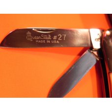 Vintage 1976 Queen #27 Barlow Pocket Knife w Derlin Handles -Queen Steele #27 Made in USA Blade Etch