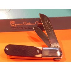 Vintage 1976 Queen #27 Barlow Pocket Knife w Derlin Handles -Queen Steele #27 Made in USA Blade Etch