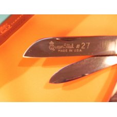 Vintage 1976 Queen #27 Barlow Pocket Knife w Derlin Handles -Queen Steele #27 Made in USA Blade Etch