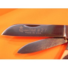 Vintage 1976 Queen #27 Barlow Pocket Knife w Derlin Handles -Queen Steele #27 Made in USA Blade Etch