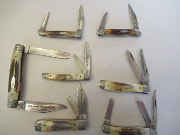 1980 Case XX 75th Anniversary Stag Engraved Set of 7 Knives 1980 Case XX 75th Anniversary Stag Engraved Set of 7 Knives