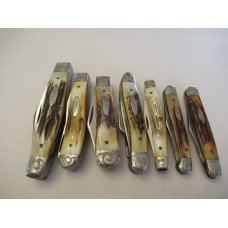 1980 Case XX 75th Anniversary Stag Engraved Set of 7 Knives 1980 Case XX 75th Anniversary Stag Engraved Set of 7 Knives