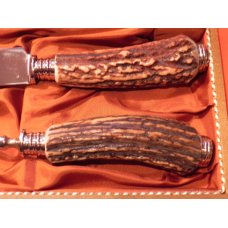 Zwilling J A Henckels Carving Knife w/ Elk Wildlife Blade Etch + Serving Fork & Premium Stag Handles Zwilling J A Henckels Carving Knife w/ Elk Wildlife Blade Etch + Serving Fork & Premium Stag Handles