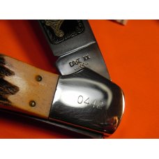 Vint 1985 Case XX Collectors Club Large Coke Bottle Knife w STAG Handles and Blade Etch -MDL#C51050 Vint 1985 Case XX Collectors Club Large Coke Bottle Knife w STAG Handles and Blade Etch -MDL#C51050