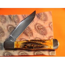 Vint 1985 Case XX Collectors Club Large Coke Bottle Knife w STAG Handles and Blade Etch -MDL#C51050 Vint 1985 Case XX Collectors Club Large Coke Bottle Knife w STAG Handles and Blade Etch -MDL#C51050
