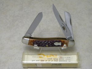 Schrade+ USA 825 Jigged Delrin Razor Blade Stainless Stockman Knife in Tube