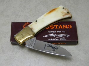 Parker Cut. Co.  Japan Smooth Bone Mustang Lockback Knife in Box