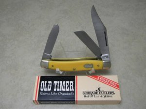 Schrade USA Yellow 8OT Old Timer Stockman Knife in Box
